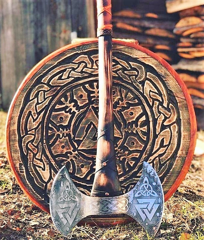 Norse forged axes: viking axes, ancient battle axe, meat chopper, Celtic axe, viking hatchet, viking sword, action figure swords, ancient viking norse runes
