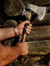 Load image into Gallery viewer, Vegvisir Forged ax, hand forged ax, throwing ax, viking ax