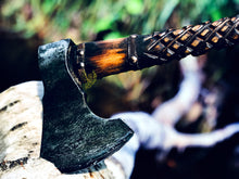 Load image into Gallery viewer, Viking axe, hand forged axe, berserker axe, battle axe, camping axe, hatchet axe, bushcraft axe, Norse axe