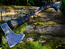 Load image into Gallery viewer, Vegvisir Forged ax, hand forged ax, throwing ax, viking ax