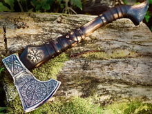 Load image into Gallery viewer, Vegvisir Forged ax, hand forged ax, throwing ax, viking ax