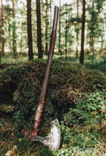 Load image into Gallery viewer, Berserker Viking Ax, Berserker Two Handed axe, Bearded viking axe, forged metal axe, battle axe, groomsmen gift