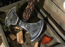 Load image into Gallery viewer, Odin two-blades hatchet with carving handle, groomsmen gift