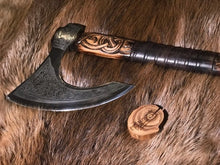 Load image into Gallery viewer, Large Viking Battle Ax, Norse ax, Ax with engraving