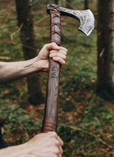 Load image into Gallery viewer, Berserker Viking Ax, Berserker Two Handed axe, Bearded viking axe, forged metal axe, battle axe, groomsmen gift