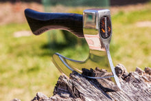 Load image into Gallery viewer, Pizza ax, pizza cutter, gift for him, viking ax, hand forged ax, handmade viking ax, pizza accessories, viking gifts