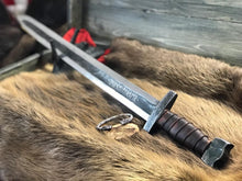 Load image into Gallery viewer, Medieval hand forged sword, sword with scabbard, viking sword, handmade sword