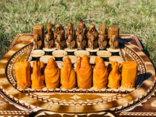 Load image into Gallery viewer, Viking battle chess set, chess set, Viking statue, Viking gods, Norse pagan, pagan altar