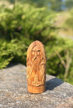 Load image into Gallery viewer, Thor statue, wooden scandinavian figurines, hand carved norse god, wood carving viking statue
