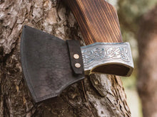 Load image into Gallery viewer, Valknut handforged ax, viking ax, custom forged ax