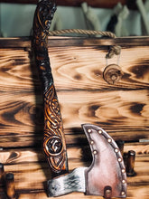 Load image into Gallery viewer, Small Kratos ax, Engraved ax with Kratos carving handle, gift for men