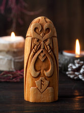 Load image into Gallery viewer, Loki Norse god statue, Loki wooden statue, paganism carvings, Asatru, Norse gods, norse pagan