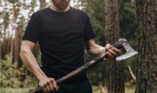 Load image into Gallery viewer, Ragnar Bearded axe, hand forged axe, Viking axe, throwing axe, metal forged axe, felling hatchet, bushcraft axe, throwing tomahawk