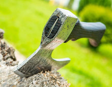 Load image into Gallery viewer, Hand forged ax, viking gifts, slicer ax, pizza accessories, bearded ax, viking chopper, battle ax
