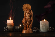 Load image into Gallery viewer, Lilith wicca goddess, Inanna, Astaroth statue, pagan wooden statue, feminine wicca, wicca goddess, witch altar