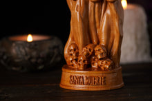Load image into Gallery viewer, Santa Muerte, Santa Muerte statue, Holy Death Statue, Santa Muerte Wooden Statue, Pagan statue, satanism, tarot readings