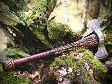 Load image into Gallery viewer, Double Blade Felling Hatchet, Forged viking axe, Engraved norse axe