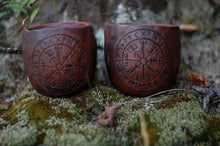 Load image into Gallery viewer, Vegvisir Viking clay mug, viking dishes, viking stuff, pagan ceramic mug, norse pagan, norse pagan