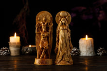 Load image into Gallery viewer, Set of Wicca idols: Baphomet and Selene, occultism statue, gnostic idol, pagan religion, wicca altar, pagan altar
