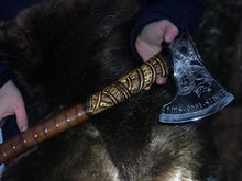 Load image into Gallery viewer, Viking Ax Jormungandr engravings, Norse ax with engraving