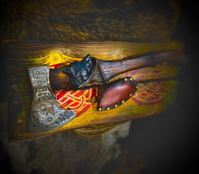 Load image into Gallery viewer, Fenrir Viking axe, Battle axe with wolf carvings