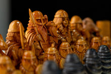 Load image into Gallery viewer, Norse Gods Chess Set, Valhalla Battle Chess Set,  unique chess set, viking statue, norse pagan, pagan gift, chess figures, norse altar