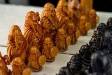 Load image into Gallery viewer, Norse Gods Chess Set, Valhalla Battle Chess Set,  unique chess set, viking statue, norse pagan, pagan gift, chess figures, norse altar