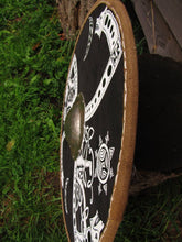 Load image into Gallery viewer, Viking Battle Shield, Fenrir Norse Shield, medieval shield, custom shield, norse shield, larp viking shield