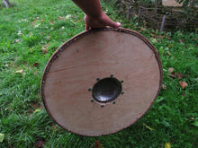 Load image into Gallery viewer, Viking Battle Shield, Fenrir Norse Shield, medieval shield, custom shield, norse shield, larp viking shield