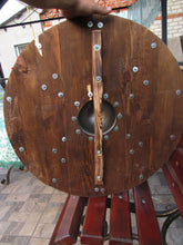 Load image into Gallery viewer, Viking Battle Shield, Viking Shield, medieval shield, custom shield, norse shield, larp viking shield