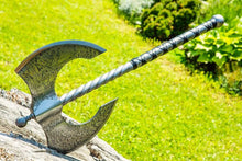 Load image into Gallery viewer, Large Metal Axe, bearded axe, viking axe, forged axe, gift for men, carbon axe, felling axe, hand forged axe