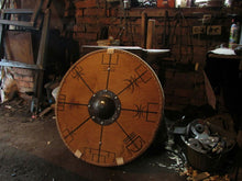 Load image into Gallery viewer, Vegvisir Battle Shield Viking Shield, Viking Shield, medieval shield, custom shield, norse shield, larp viking shield