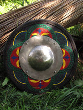 Load image into Gallery viewer, Wooden fist shield, medieval buckler shield