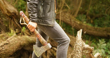 Load image into Gallery viewer, Viking Runic Ax, throwing hatchet, forged runic ax, throwing ax, gift for men
