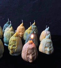 Load image into Gallery viewer, Halloween candle, halloween wicth candle, halloween decor, pagan candle, pumpkin candle, witch candle