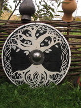 Load image into Gallery viewer, Yggdrasil shield, Viking Battle Shield, Traditional Norse Battle Shield, medieval shield, viking armor, wood shield