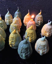 Load image into Gallery viewer, Halloween candle, halloween wicth candle, halloween decor, pagan candle, pumpkin candle, witch candle