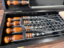 Load image into Gallery viewer, BBQ Skewers set, Fish BBQ, Stainless steel skewers, BBQ accessories, skewers for grill, bbq gifts, bbq tools, bbq set