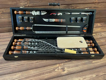 Load image into Gallery viewer, BBQ Skewers set, Fish BBQ, Stainless steel skewers, BBQ accessories, skewers for grill, bbq gifts, bbq tools, bbq set