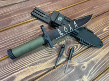 Load image into Gallery viewer, Tactical knife with flint, Ukrainian Army knife, Navy knife, Forged knife, hunting knife, engraved knife, Ukraine shop, stand with Ukraine