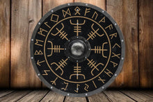 Load image into Gallery viewer, Vegvisir Viking Shield, viking armor, medieval shield, custom shield, norse shield, larp viking shield