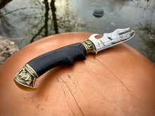 Load image into Gallery viewer, Fisherman Knife, forged hunting knife, hunter gift, meat knife, engraved knife, custom knife, viking knife