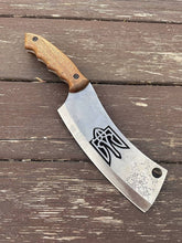Load image into Gallery viewer, Ukraine knife, Ukrainian Trident knife, Forged chopping knife, meat knife, gift for men, engraved knife, custom knife