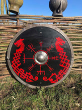Load image into Gallery viewer, Vegvisir Viking Battle Shield, Viking Armor Shield, medieval shield, custom shield, norse shield, larp viking shield