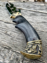 Load image into Gallery viewer, Fisherman Knife, forged hunting knife, hunter gift, meat knife, engraved knife, custom knife, viking knife