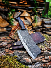 Load image into Gallery viewer, Forged chopping knife, Hunting knife, meat knife, gift for men, engraved knife, custom knife, viking knife