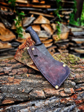 Load image into Gallery viewer, Forged chopping knife, Hunting knife, meat knife, gift for men, engraved knife, custom knife, viking knife