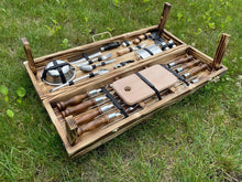 Load image into Gallery viewer, BBQ Skewers set with table, Stainless steel skewers with table, BBQ accessories, skewers for grill, bbq gifts, bbq tools, bbq set