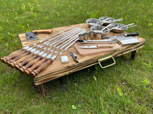 Load image into Gallery viewer, BBQ Skewers set with table, Stainless steel skewers with table, BBQ accessories, skewers for grill, bbq gifts, bbq tools, bbq set