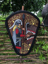 Load image into Gallery viewer, Tyr God Norse Battle shield, Tyr shield, norse god viking shield, viking armor, wood shield, medieval shield, norse shield, larp